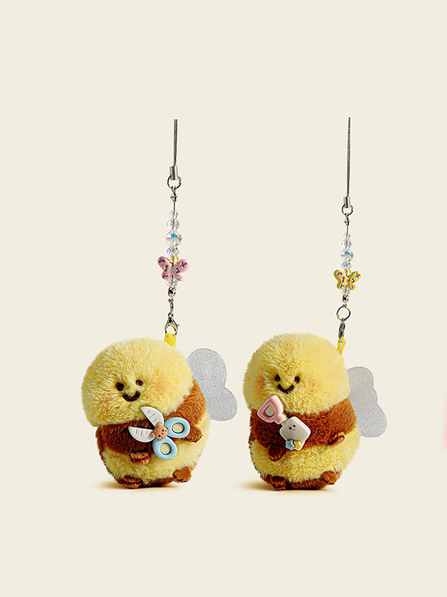 Bee Dog Plush Keychain