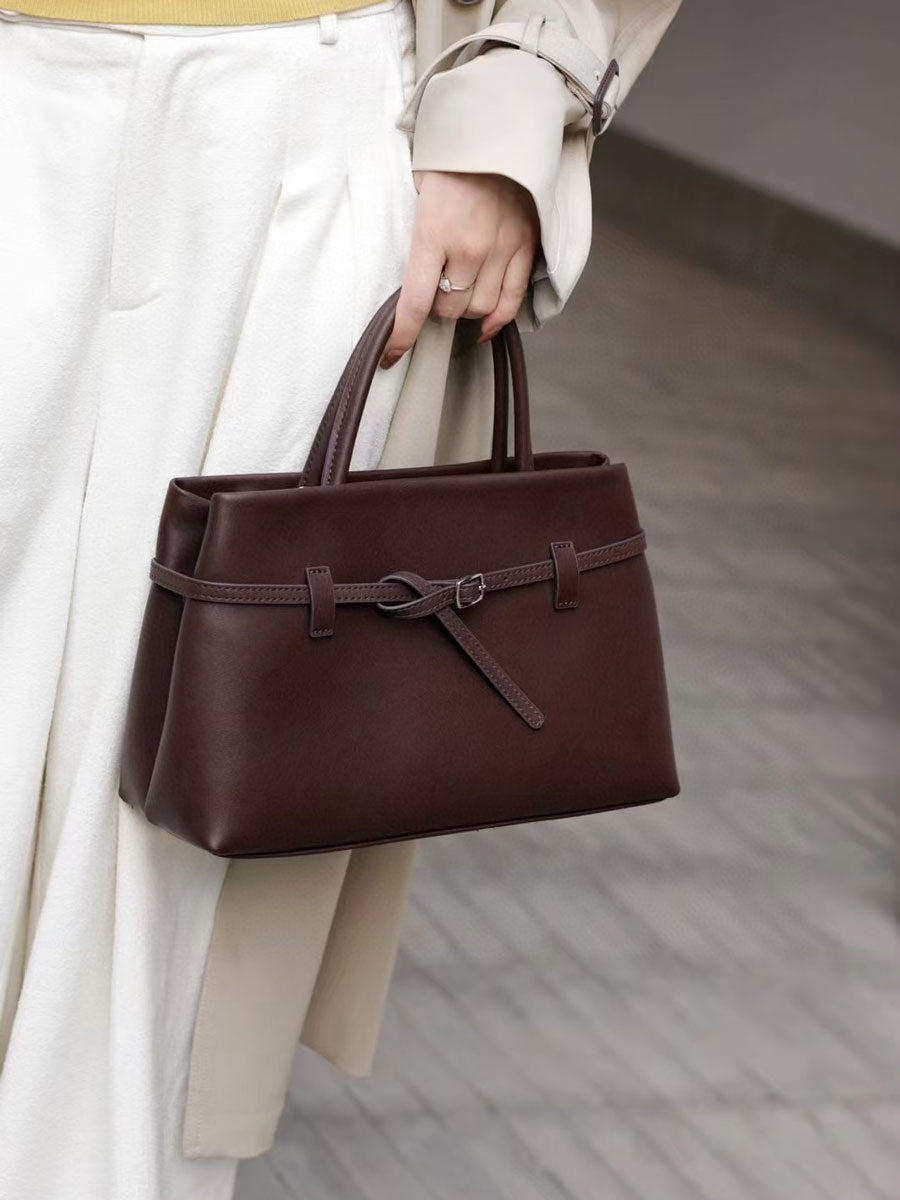 Vintage Suede Tote Bag With Strap Coffee Leather