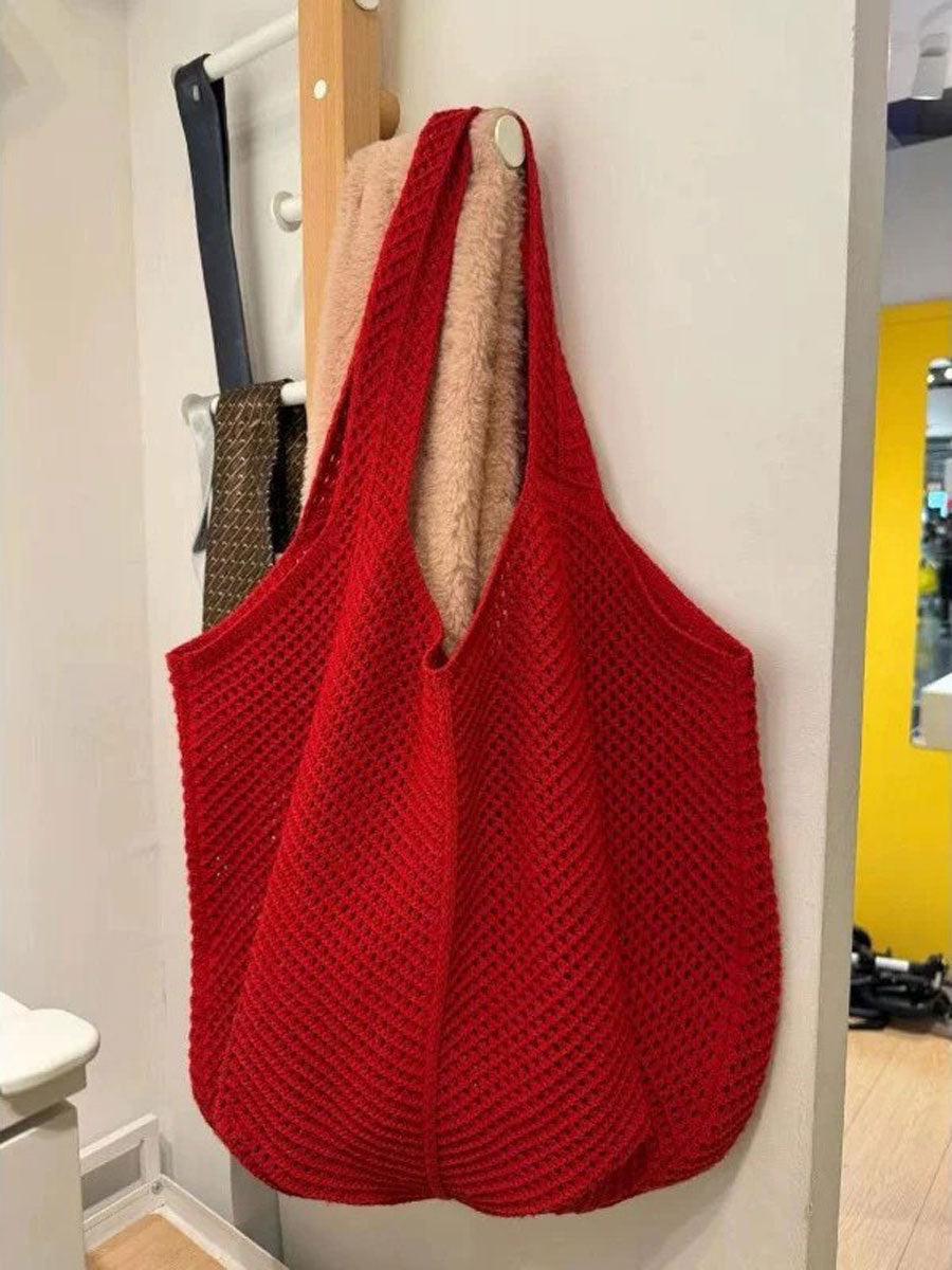 Handmade Woven Shoulder Bag Red