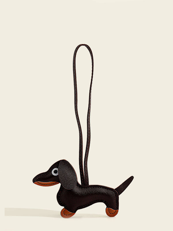 Cute Leather Sausage Dog Keychain