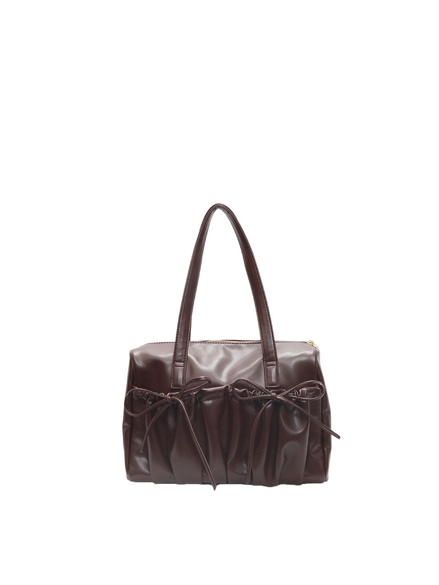 Large Capacity Tote Bag with Bowknot Design Brown