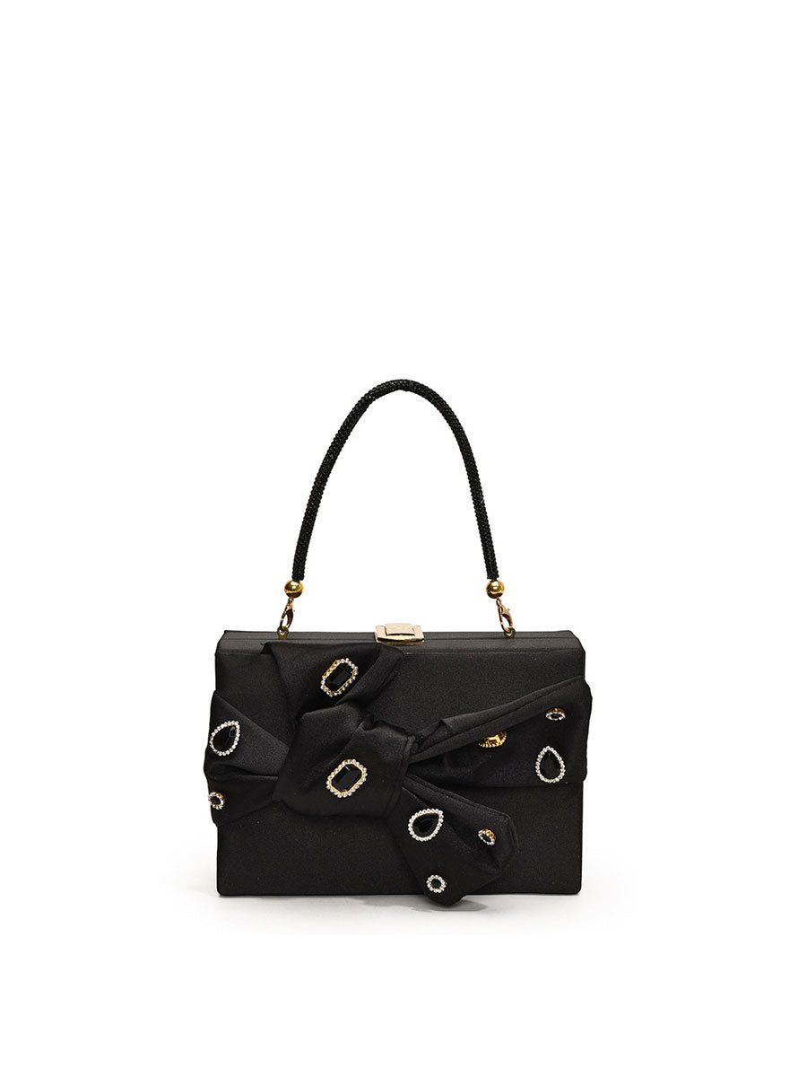 Bowknot Chain Evening Party Bag Black