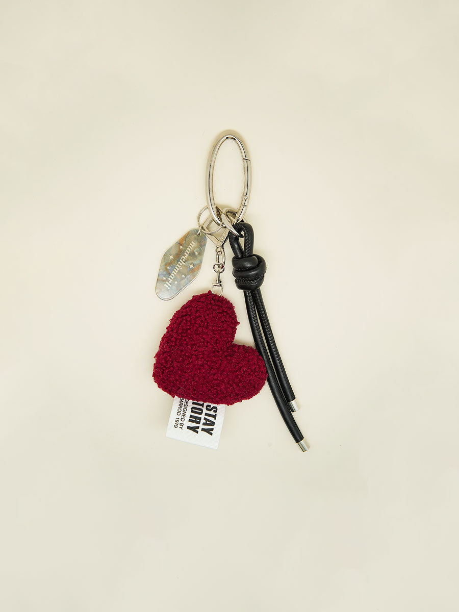 Pink Fuzzy Heart Keychain
