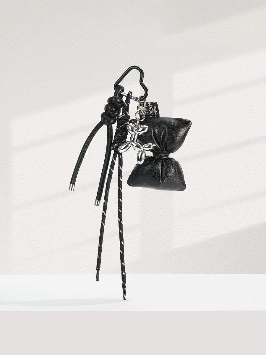 Leather Bow Bag Charm Keychain