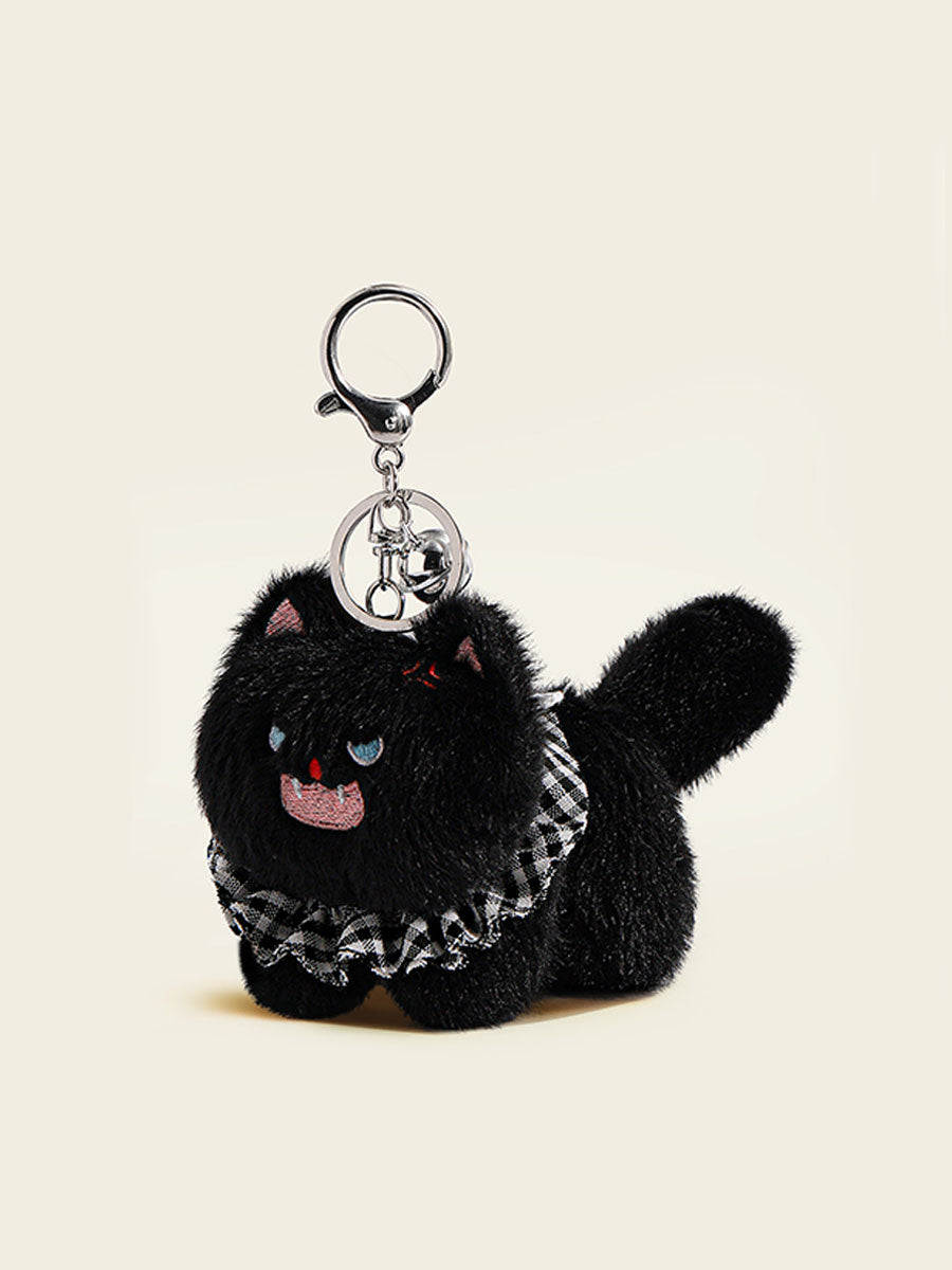 Fluffy Angry Cat Plush Keychain