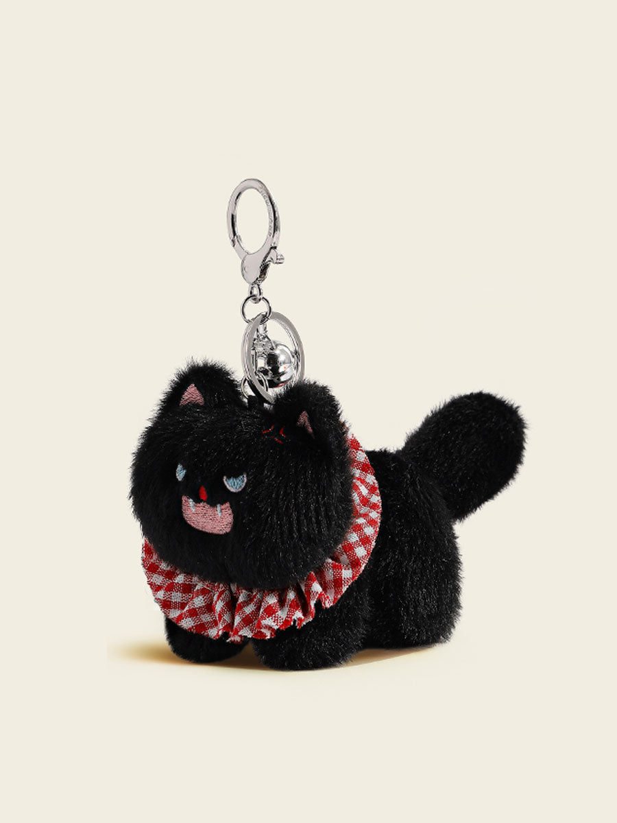 Fluffy Angry Cat Plush Keychain
