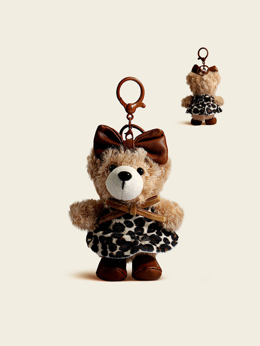 Cute Soft Plush Leopard Teddy Bear Keychain