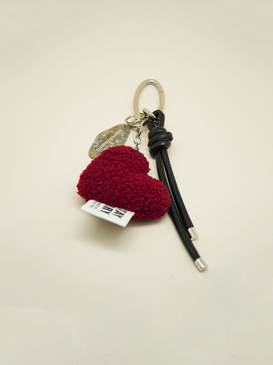 Pink Fuzzy Heart Keychain