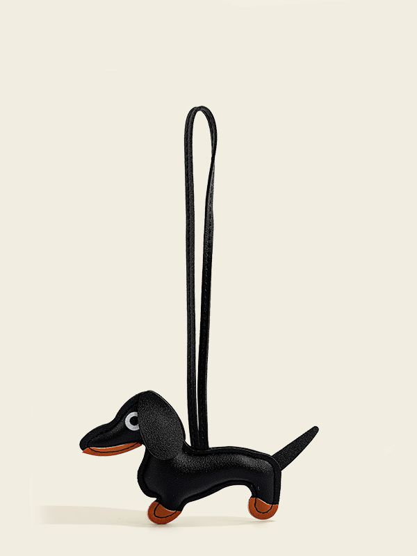 Cute Leather Sausage Dog Keychain