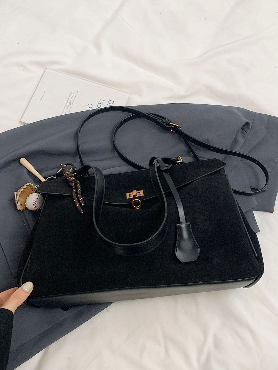Vintage Suede Tote Bag Black