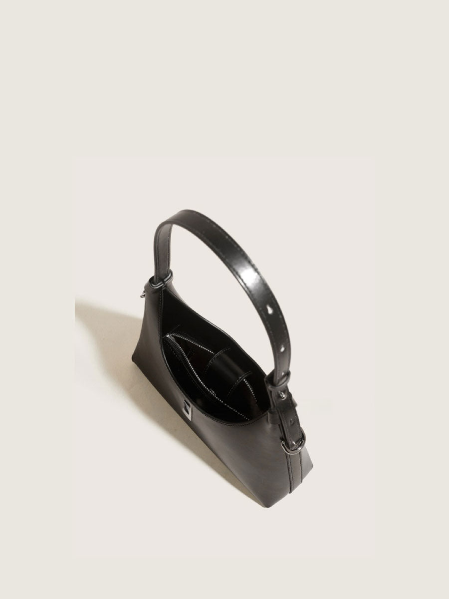 Genuine Leather Shoulder Bag Black