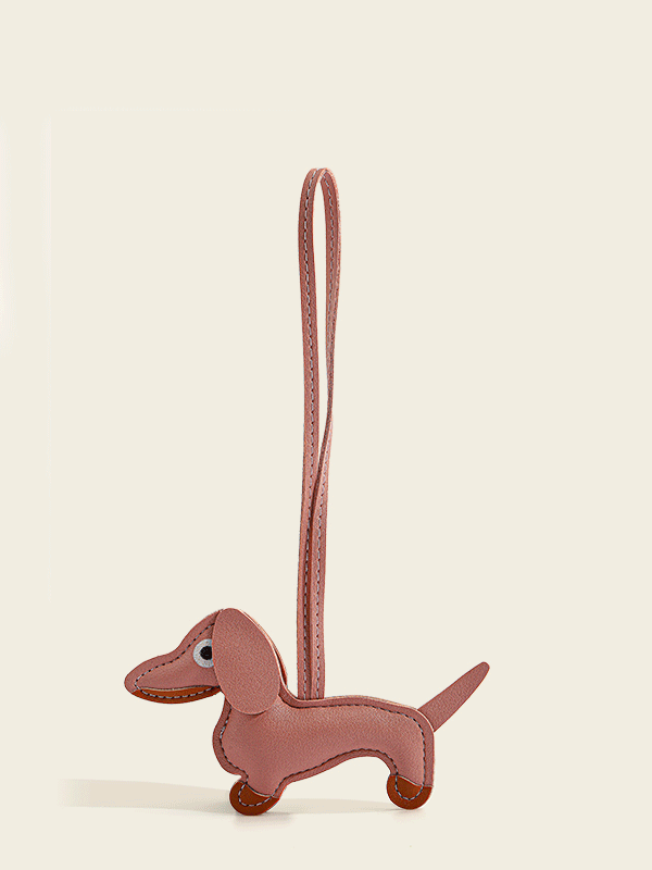 Cute Leather Sausage Dog Keychain
