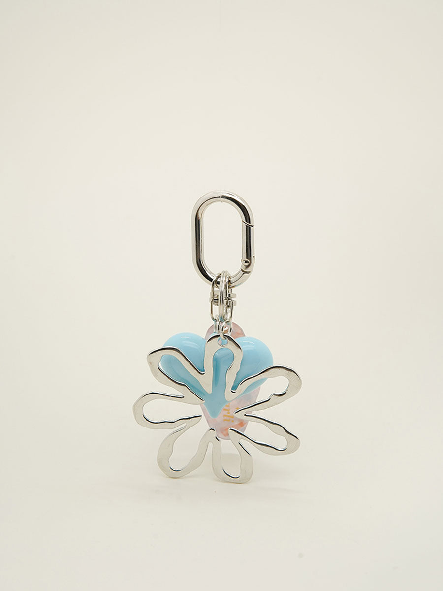 Silver Flower Arlyic Heart Bag Charm