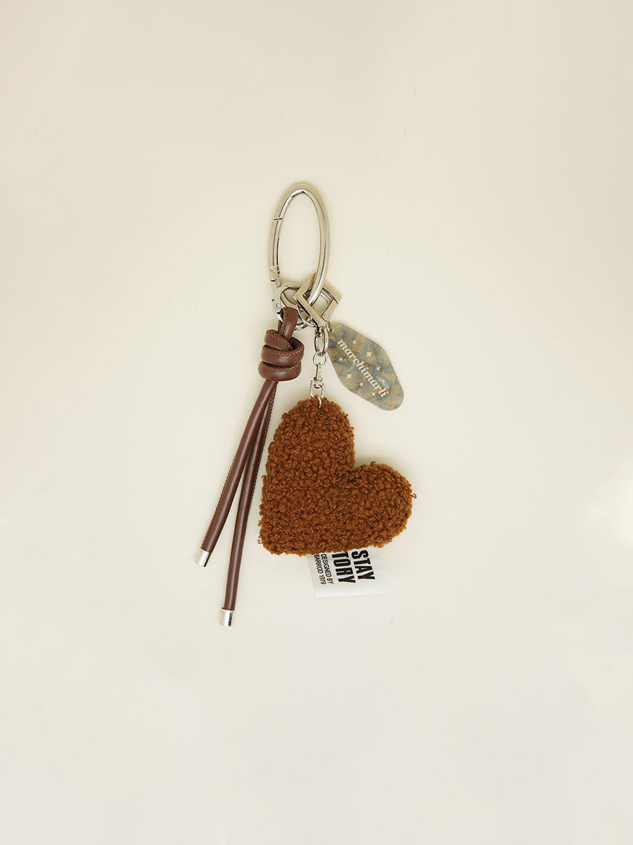 Pink Fuzzy Heart Keychain