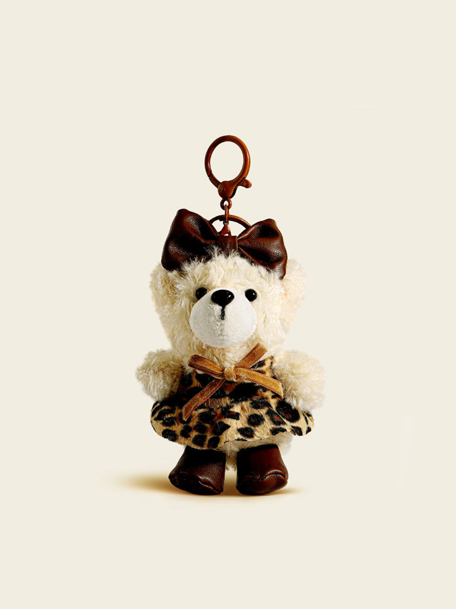Cute Soft Plush Leopard Teddy Bear Keychain