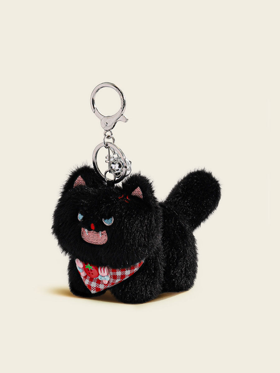 Fluffy Angry Cat Plush Keychain