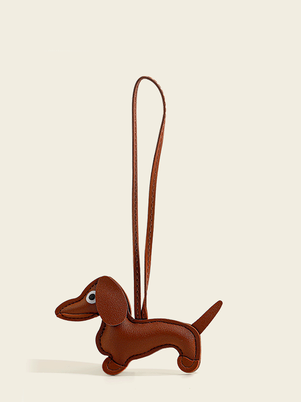 Cute Leather Sausage Dog Keychain