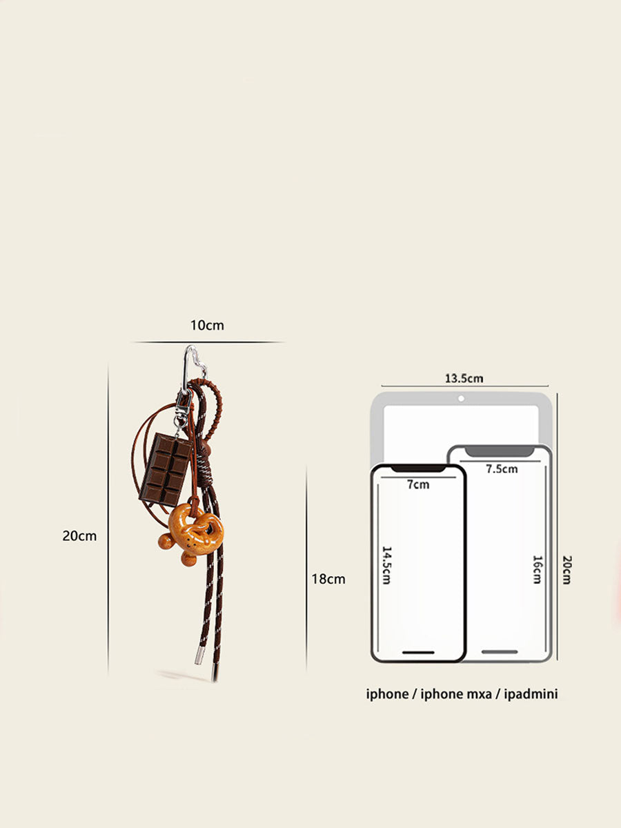 Cute Pretzel Keychain with Chocolate Charm