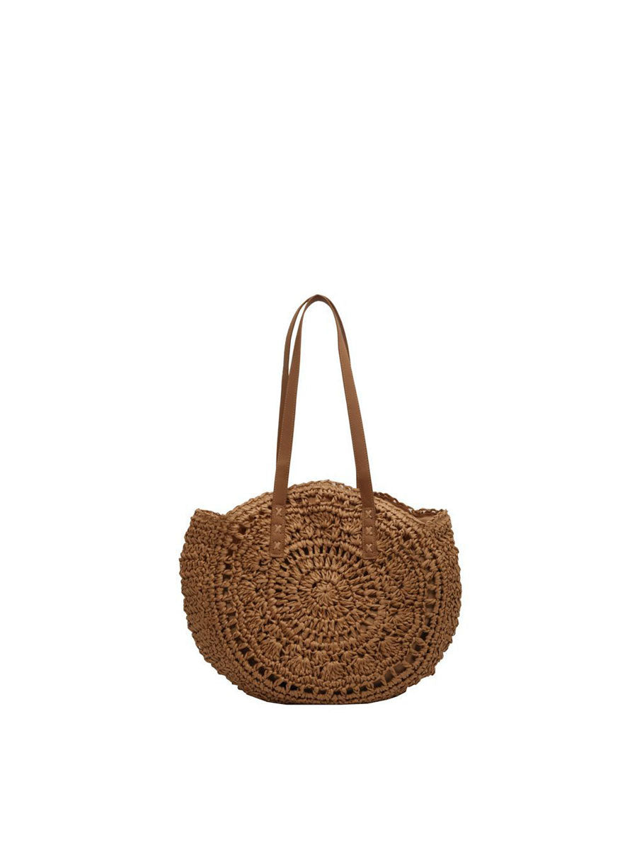 Large Woven Straw Tote Bag Khaki