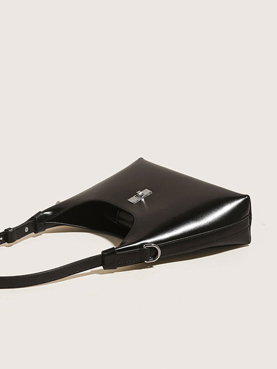 Genuine Leather Shoulder Bag Black
