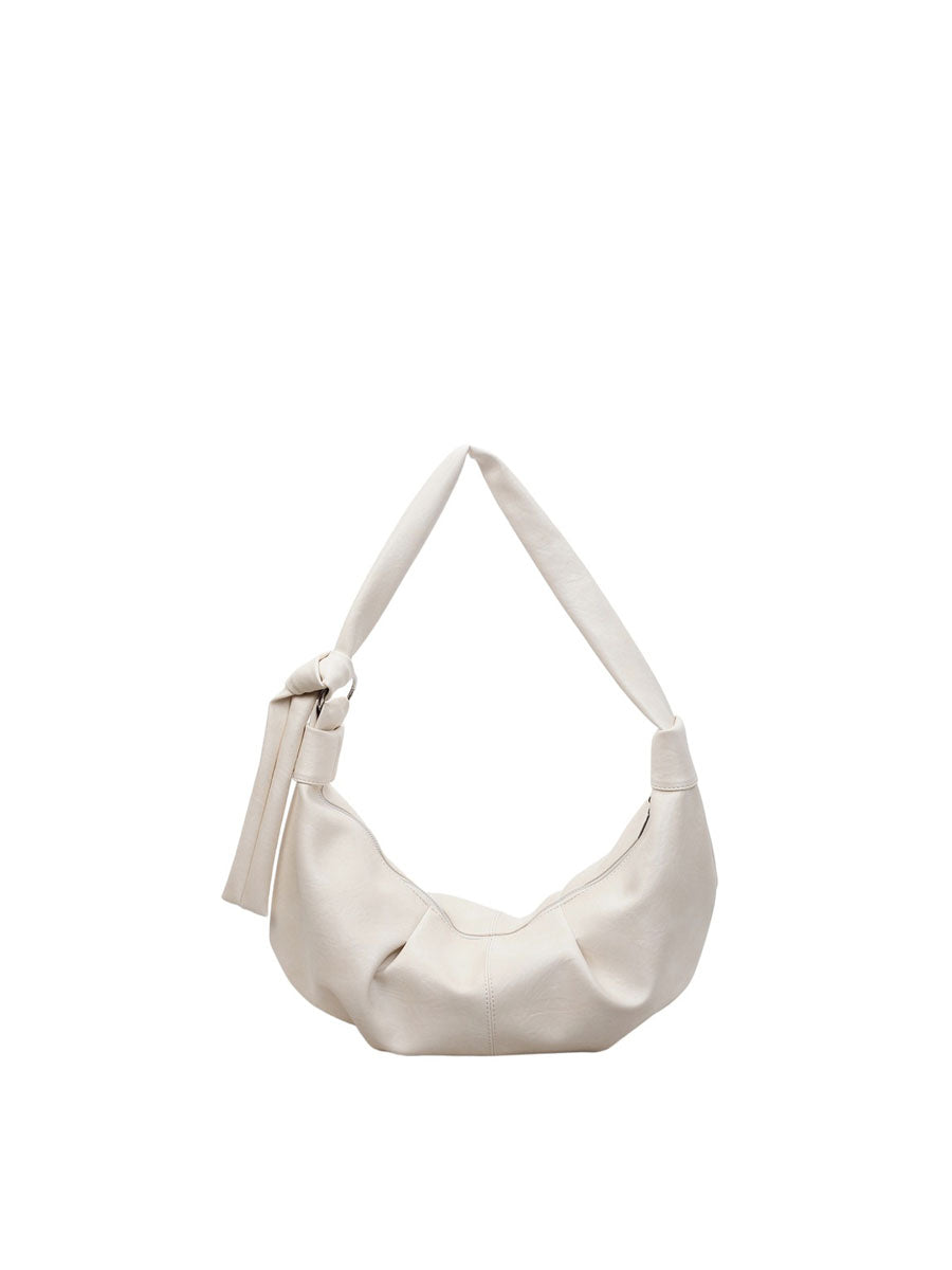 Soft Leather Hobo Shoulder Bag White
