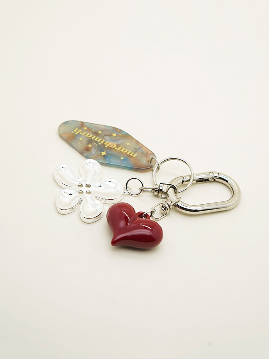 Heart Keychain with Acrylic Tag
