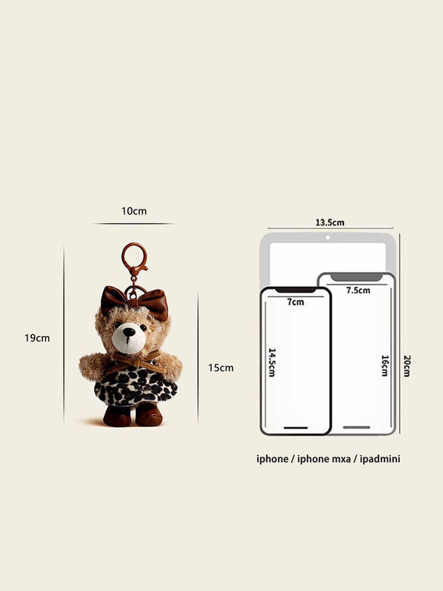 Cute Soft Plush Leopard Teddy Bear Keychain
