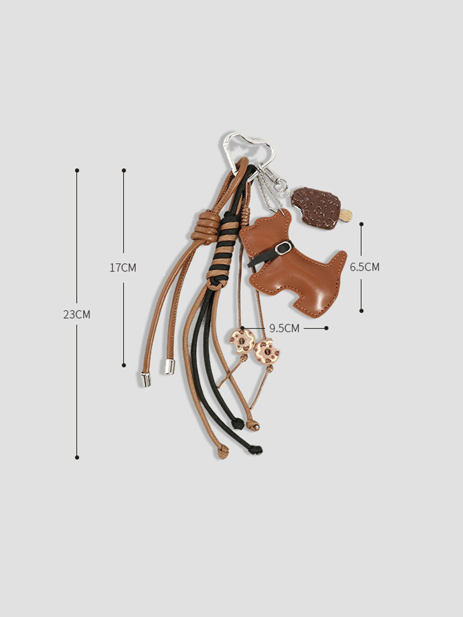 Cute Puppy Leather Keychain