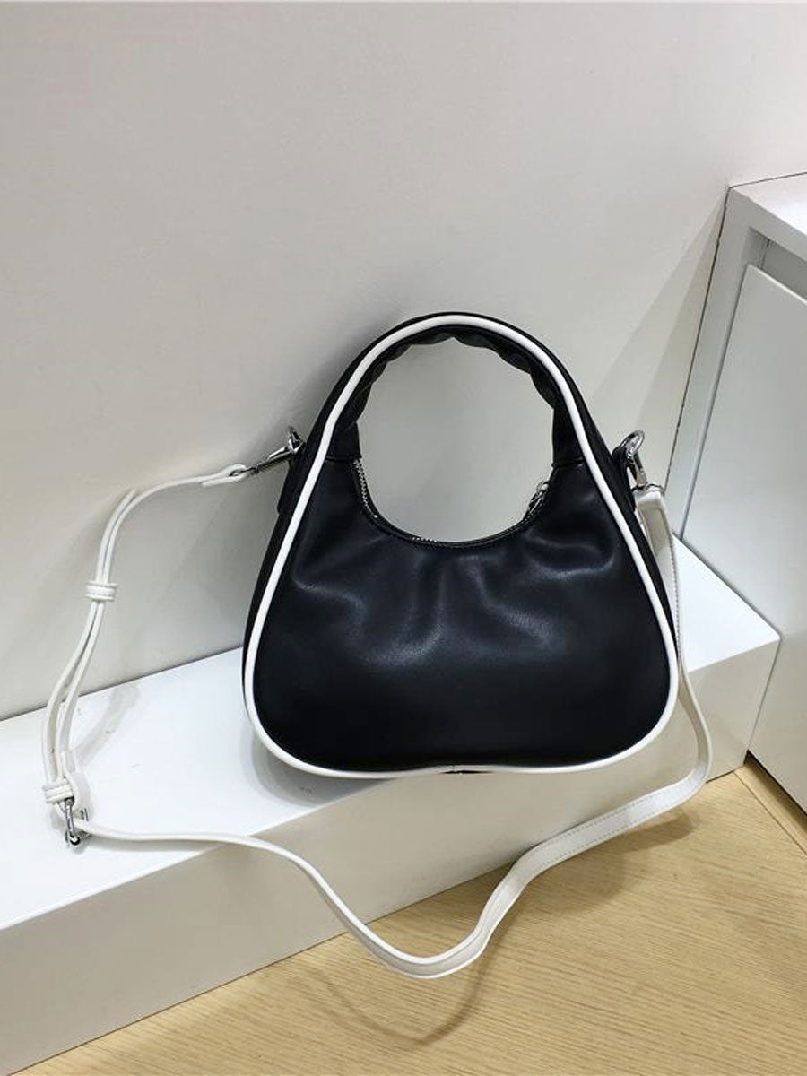 Trendy Half Moon Mini Crossbody Bag Black