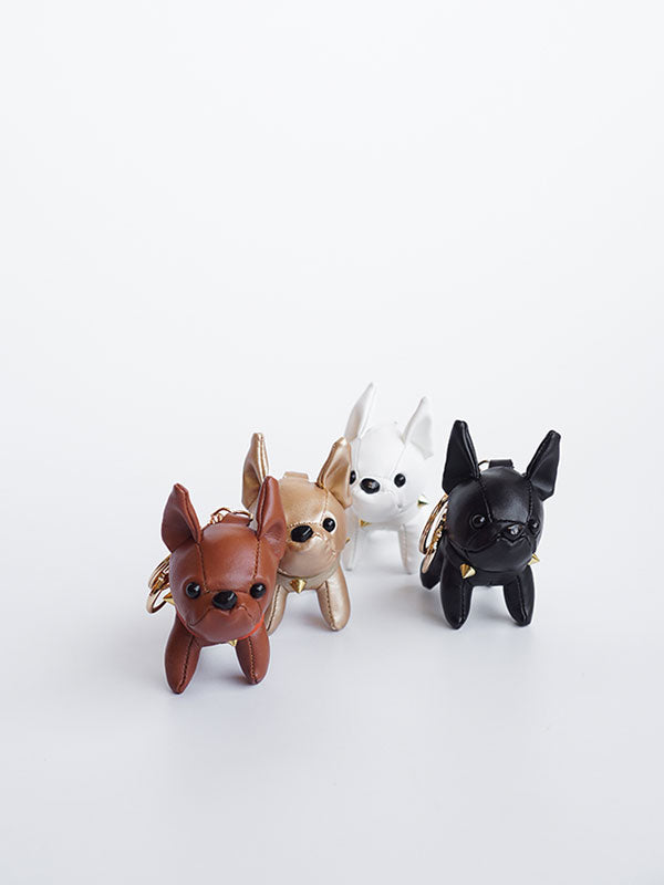 Handmade Vegan Leather French Bulldog Keychain