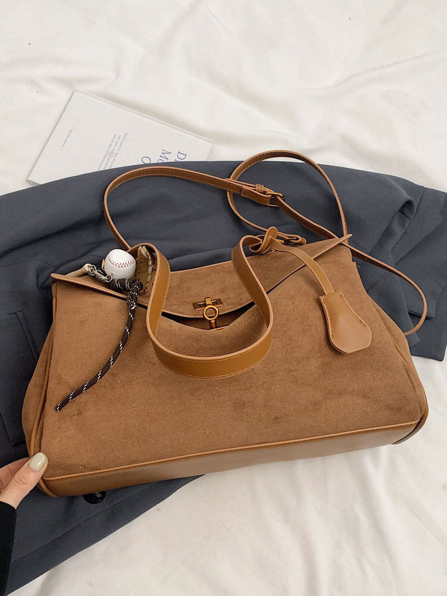Vintage Suede Tote Bag Brown