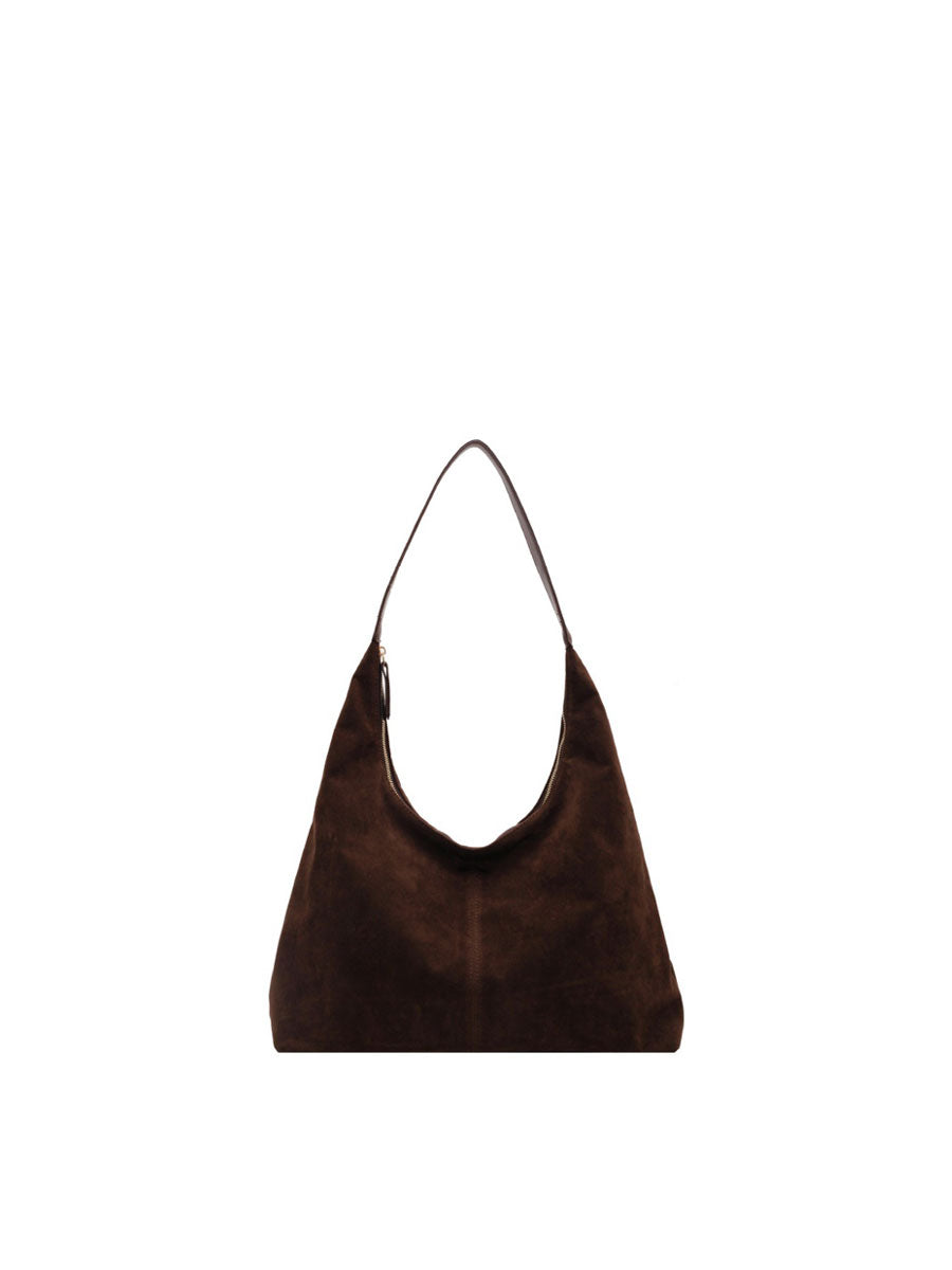 Suede Hobo Tote Bag Coffee