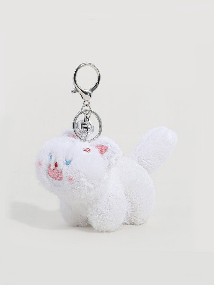 Fluffy Angry Cat Plush Keychain