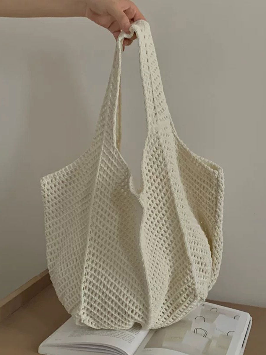 Handmade Woven Shoulder Bag White