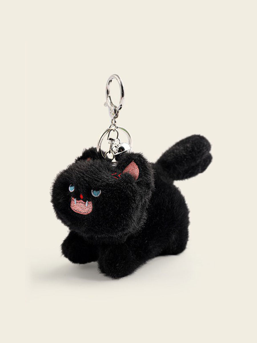 Fluffy Angry Cat Plush Keychain