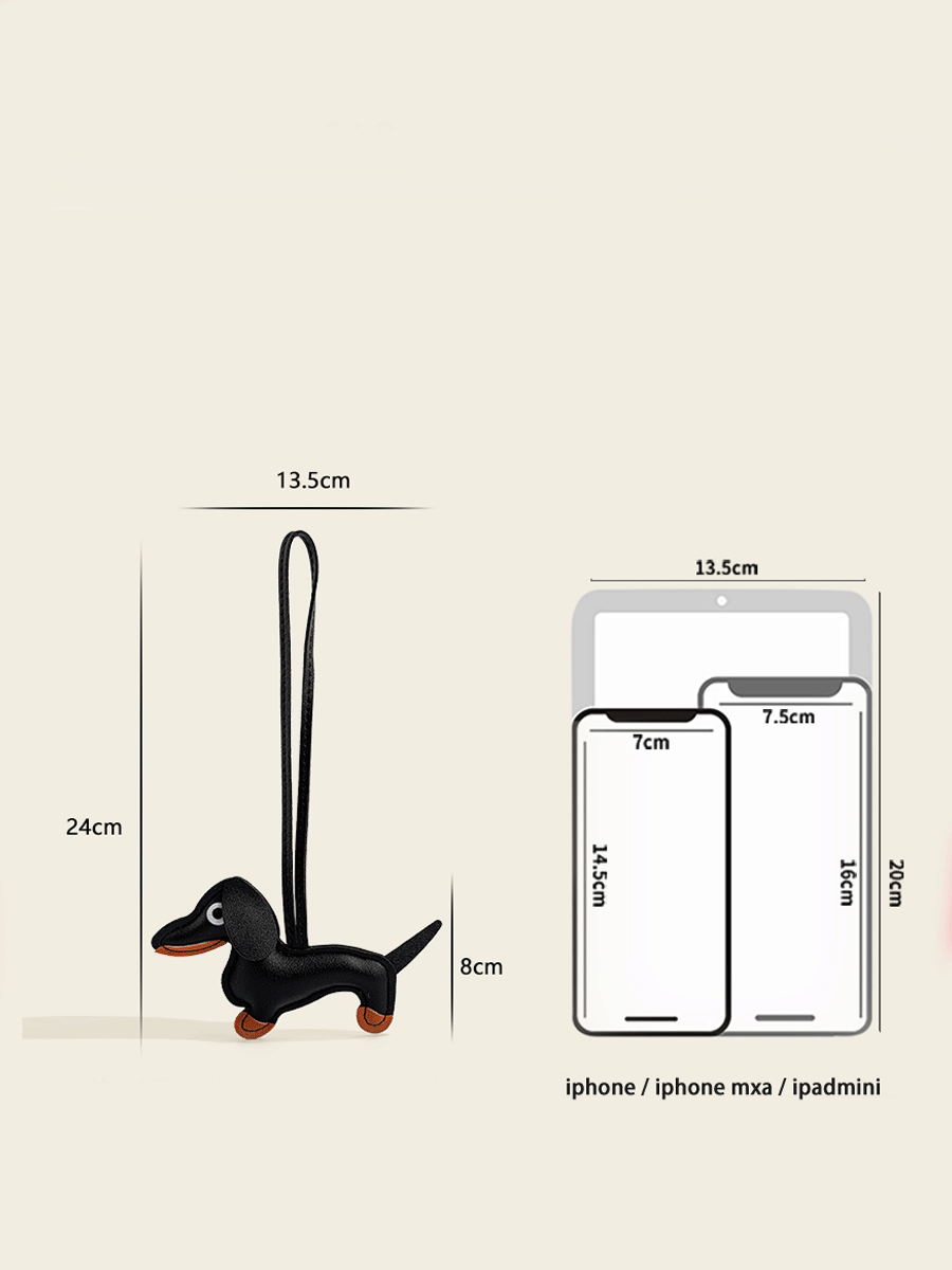 Cute Leather Sausage Dog Keychain