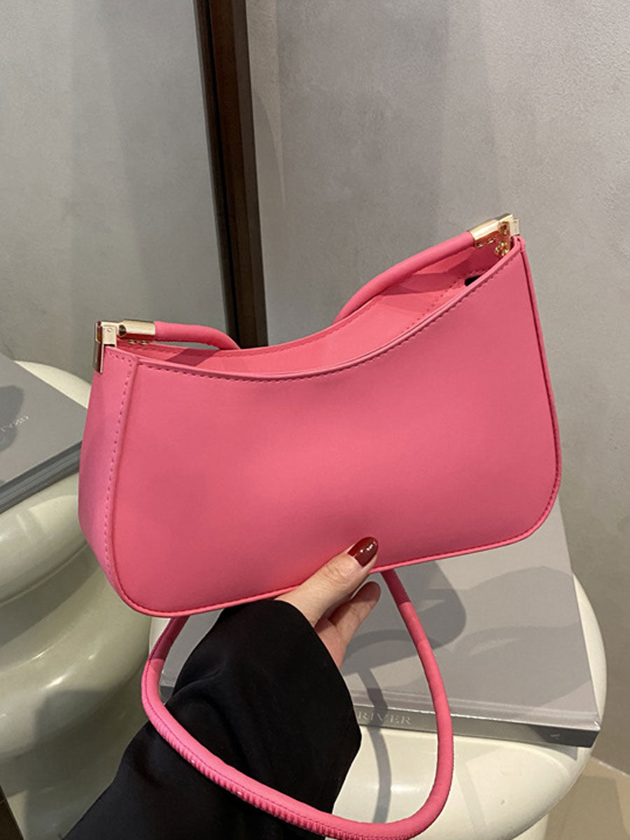 Elegant Half Moon Shoulder Bag Pink