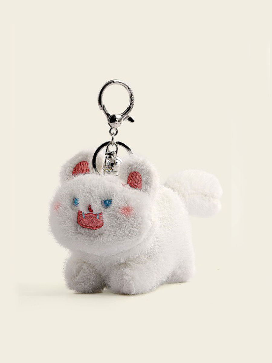 Fluffy Angry Cat Plush Keychain
