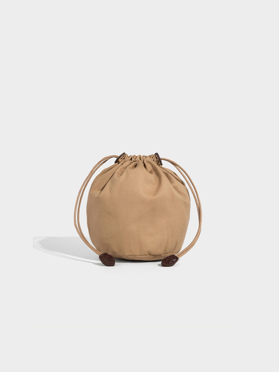 Boho Real Leather Woven Bucket Tote Bag Brown