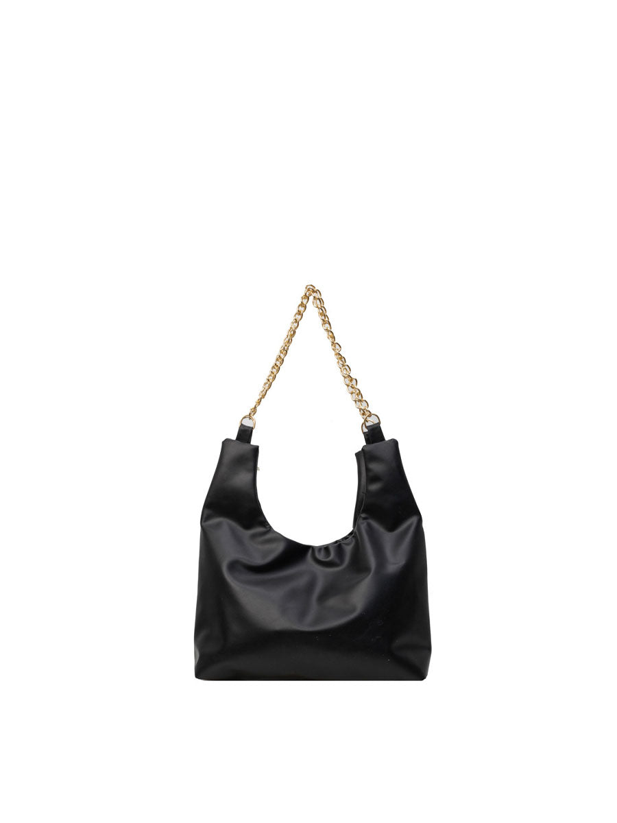 Large Tote Bag with Gold Chain Black