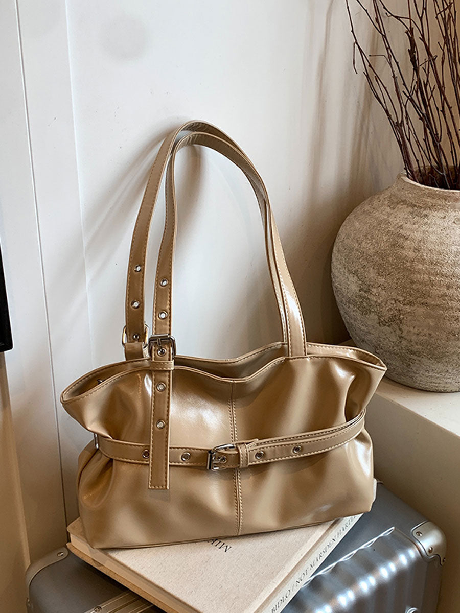Vintage Waxed Leather Tote Bag Brown