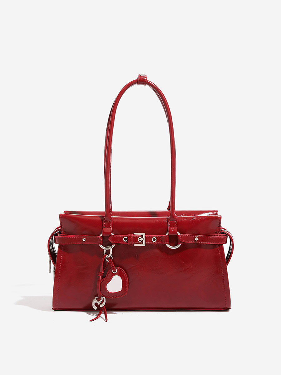 Patent Leather Red Shoulder Bag Red