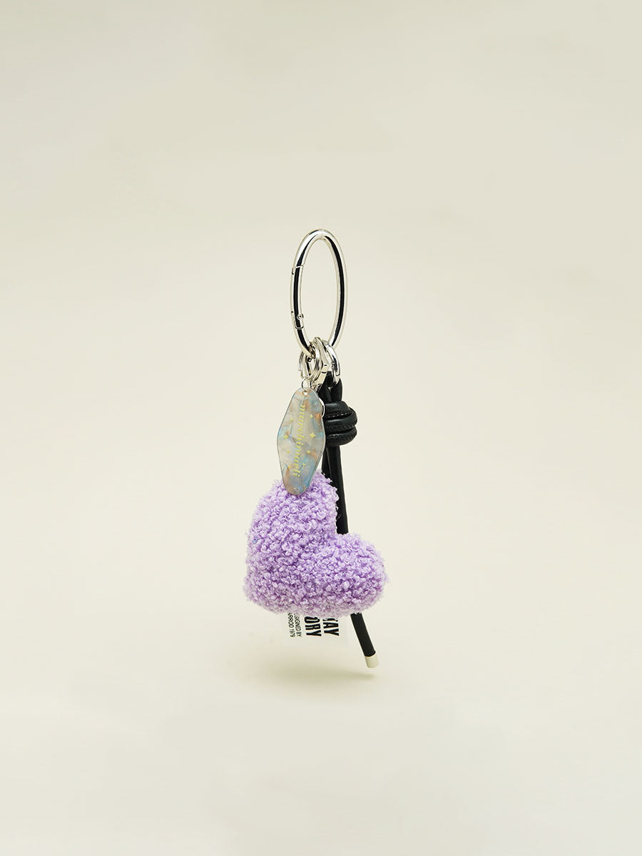 Pink Fuzzy Heart Keychain