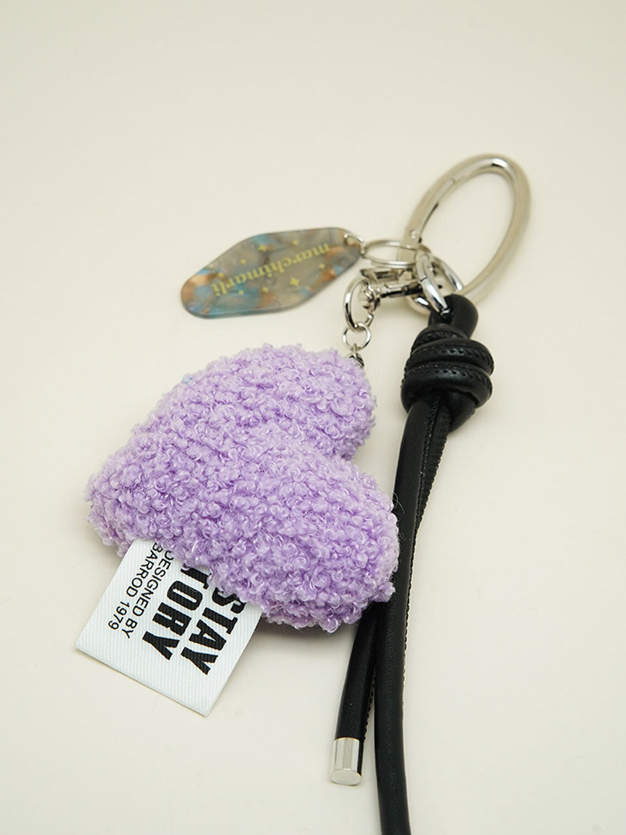 Pink Fuzzy Heart Keychain