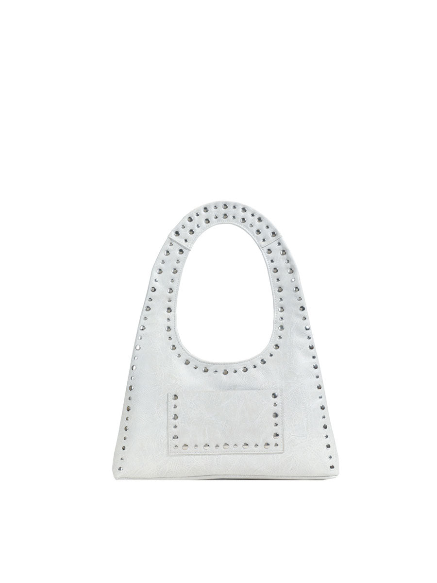Small Tote Bag with Studded Design Black