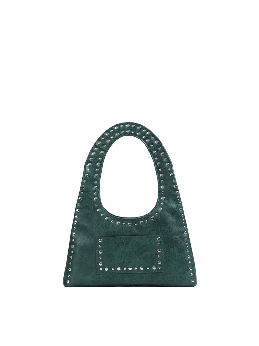 Small Tote Bag with Studded Design Black