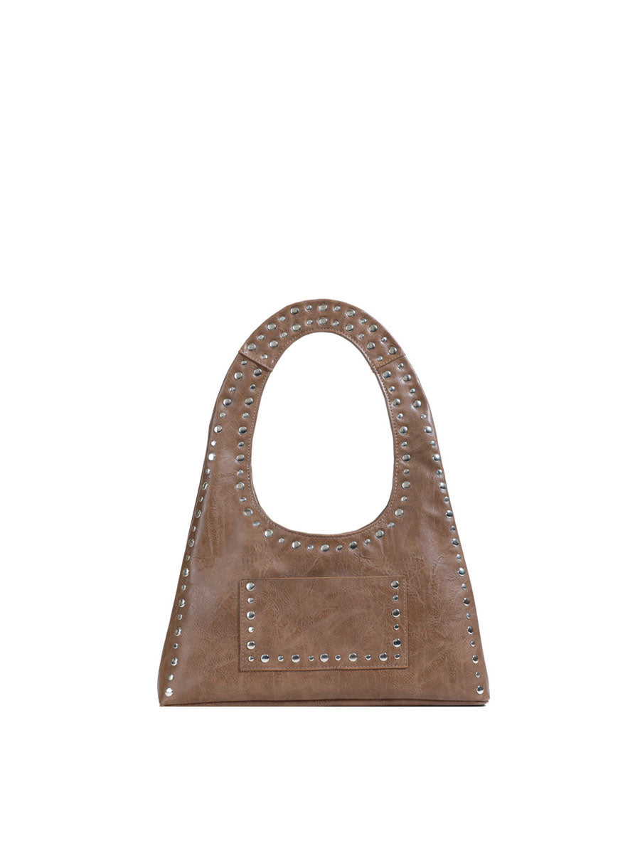 Small Tote Bag with Studded Design Black