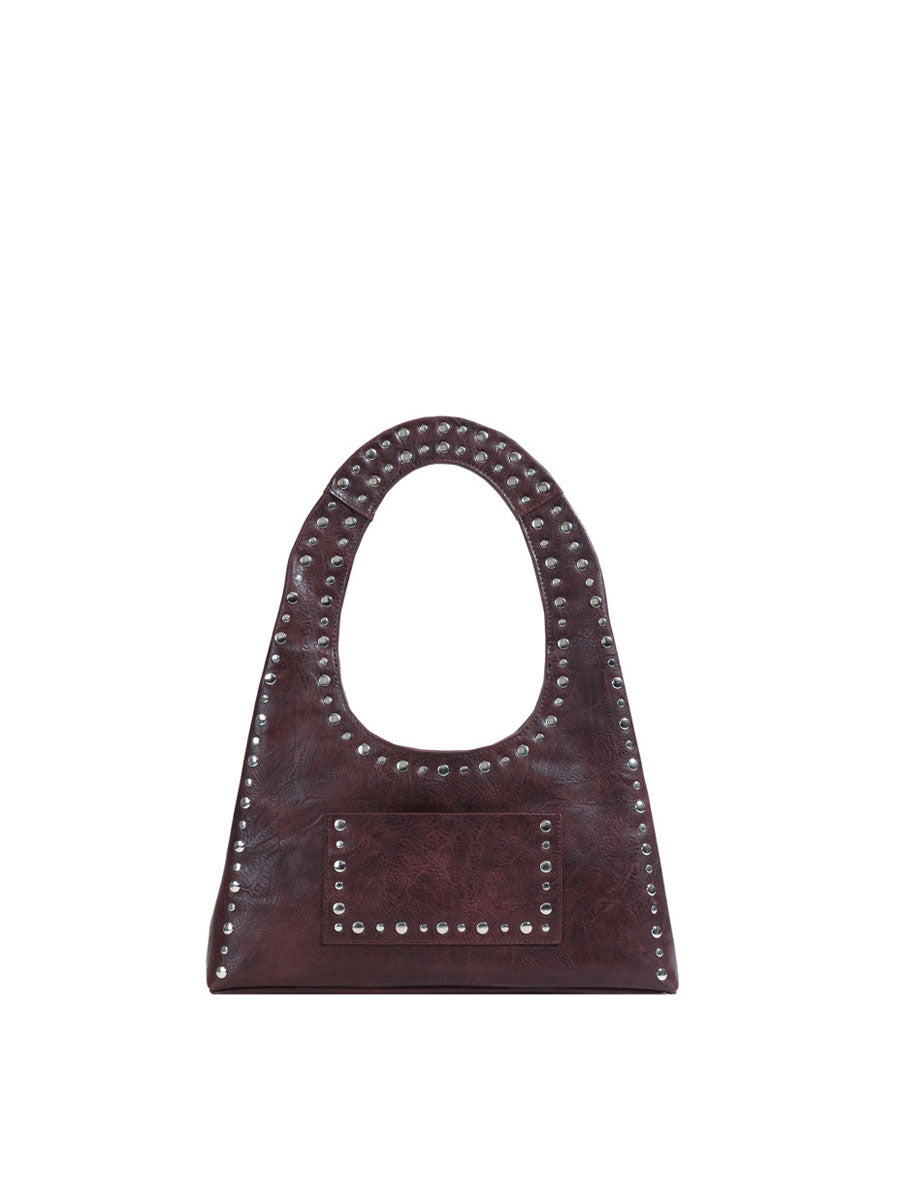 Small Tote Bag with Studded Design Black