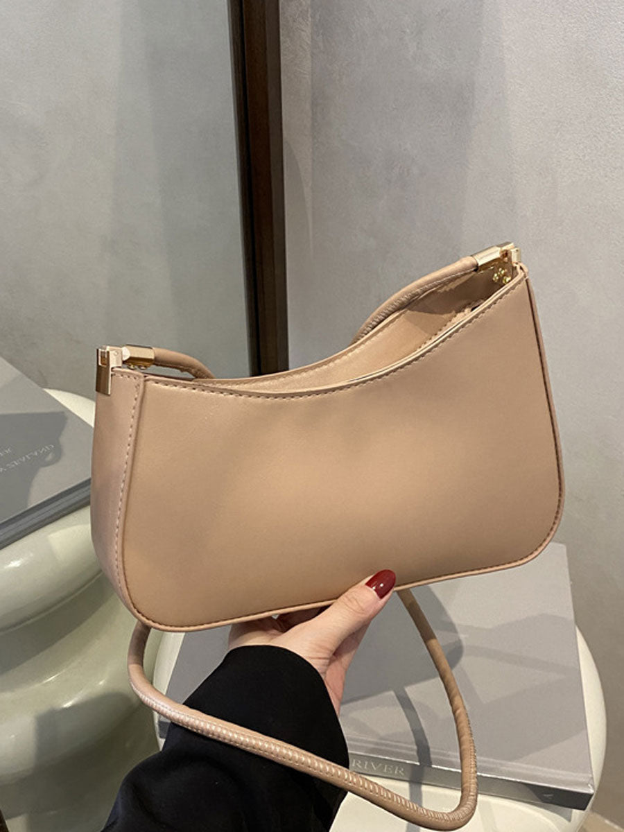 Elegant Half Moon Shoulder Bag Khaki