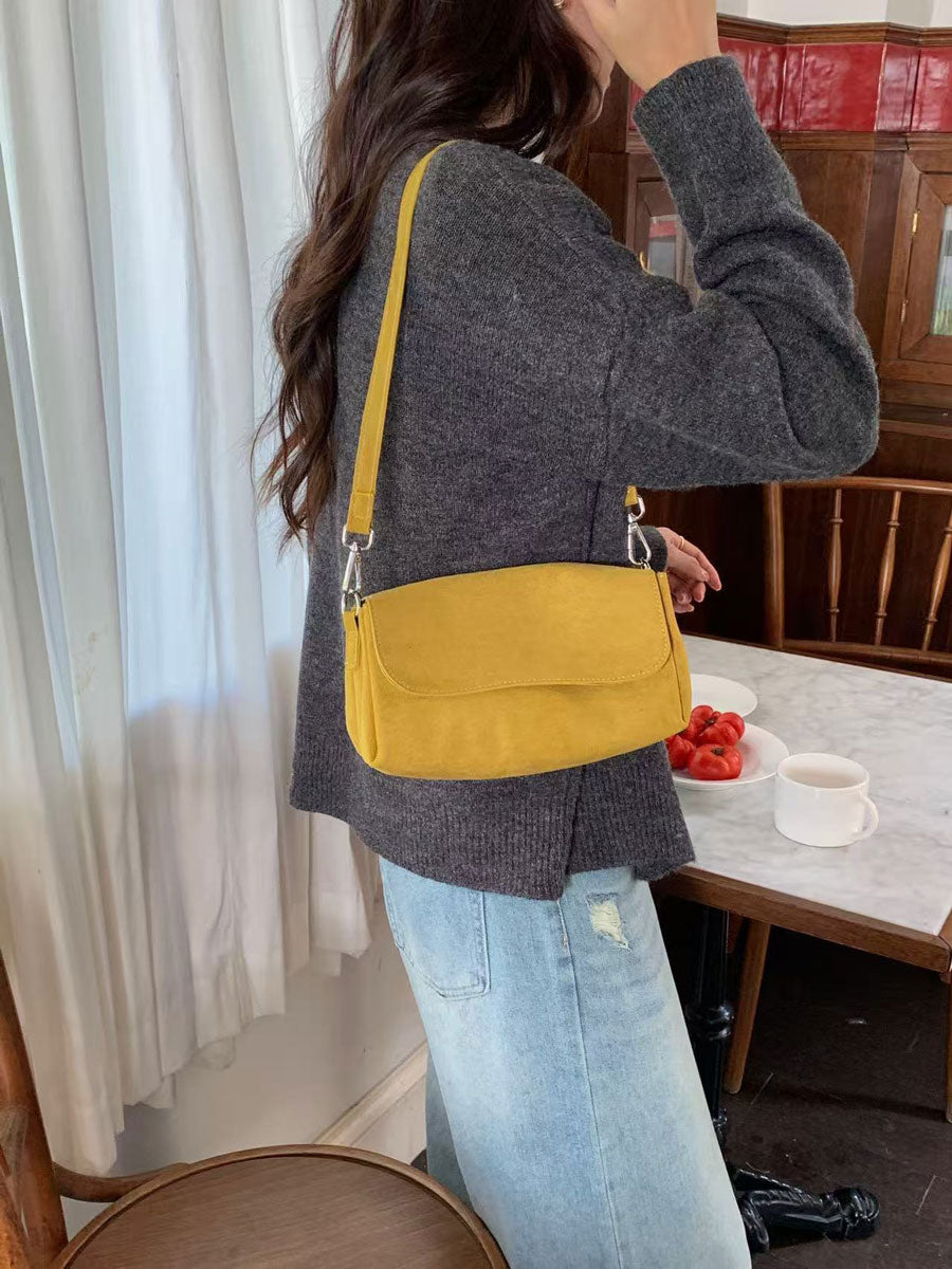 Multi-Color Suede Shoulder Bag Yellow